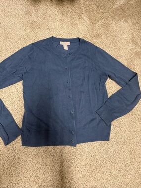 H&M Fine Knit Button-Front Crewneck Cardigan